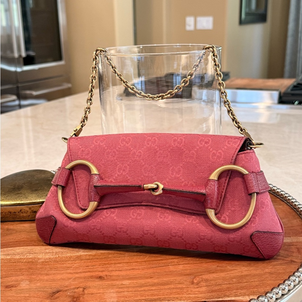 Gucci Monogram Horsebit Clutch